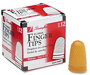 Swingline Products - Swingline - Rubber Finger Tips, Size 11 1/2, Medium, Amber, 12/Pack - Sold As 1 Dozen - Tough, tips last a long time. - Surface nubs ensure positive grip. - Extra thick material at tip for longer wear. - High grade rubber for added durability. -