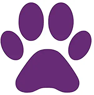 Paw Print [Pick Color] Vinyl Transfer Sticker Decal for Laptop/Car/Truck/Window/Bumper (2in x 2in [6-Pack], Purple)