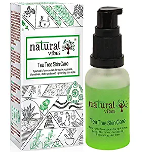 Natural Vibes ~ Ayurvedic Tea Tree Skin Repair Serum 30 ml ~ Reduces acne, blemishes, dark spots and lightens skin tone