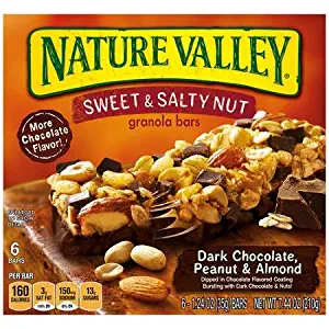 Nature Valley Sweet & Salty Nut Dark Chocolate, Peanut & Almond Granola Bars, 1.24 Oz, 6 Count (Pack of 3)