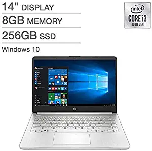Latest_HP 14" IPS BrightView WLED-Backlit FHD Display, 10th Gen Intel Core i3-1005G1(Beat i5-7200U), 8GB RAM, 256GB SSD, Wireless+Bluetooth, Webcam, Backlit Keyboard, Windows 10, 1-Year McAfee