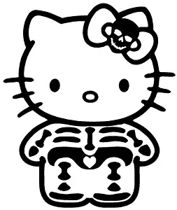 Hello Kitty Skeleton - Vinyl - 5" tall (Color BLACK) decal laptop tablet skateboard car windows stickers