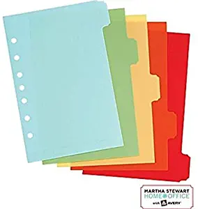 Martha Stewart Home Office with Avery 5 Tab Plastic Dividers for Small Binders, 5 1/2 X 8 1/2 Inches, 2 Packs of 5 Dividers