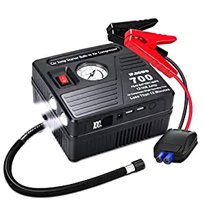 Portable Car Jump Starter with Air Compressor, 700 AMP 120 PSI, 18000 mAh Li-on Battery Jump Pack with Air Pump, 2 USB Charging Ports and 2 LED Flashlight, 6L Gas 5L Diesel Car Starter by Jf.egwo