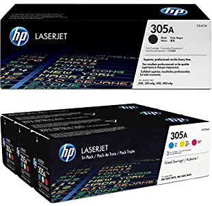 HP 305A Black/Cyan/Magenta/Yellow LaserJet Toner Cartridge Bundle (CE410A/CF370AM)