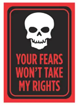 Aluminum Metal Your Fears Won't Take My Rights Print Red Black Poster Skull Picture Symbol Gun Rights Second Amendment