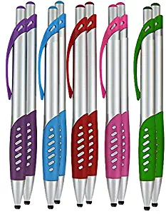 Stylus Pen, 2 in 1 Capacitive Stylus & Ballpoint Click Pen with Comfort Grip For Universal touchscreen Devices, Tablets,iPad, iPhone 6,6 Plus, iPod, Android, Samsung Galaxy(Silver 10 Pack)