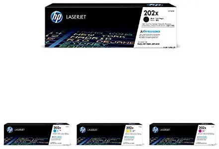 HP 202X Black, Cyan, Magenta, Yellow High Yield Toner Cartridges (CF500X, CF501X, CF502X, CF503X) for HP LaserJet Pro M254 M281cdw M281dw, 4 Cartridge Bundle