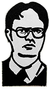 Dwight Schrute Embroidered Iron on Patch Black n White