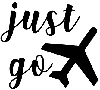 Just Go Travel Airplane NOK Decal Vinyl Sticker |Cars Trucks Vans Walls Laptop|Black|5.5 x 5.0 in|NOK194