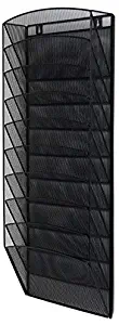 Klickpick Office 10 Sections Hanging Files Wall Mounted Metal Mesh Document File Organizer Magazine Holder Rack Organizer Racks Multipurpose Use to Display Files, Magazine, Newspapers- Black