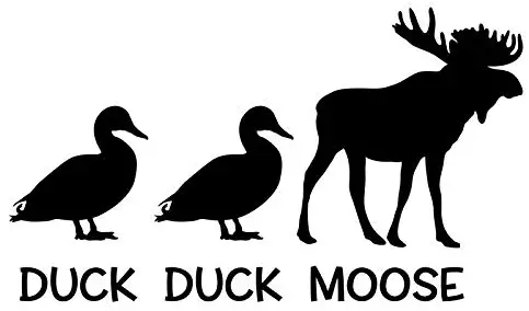 Duck Duck Moose Vinyl Decal Sticker | Cars Trucks Vans SUVs Walls Cups Laptops | 5 Inch | Black | KCD2683B