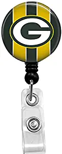 Green Bay Packers Badge Reel， Retractable Name Card Badge Holder with Alligator Clip, 24in Nylon Cord, Medical MD RN Nurse Badge ID, Badge Holder, ID Holder, Office Employee Name Badge