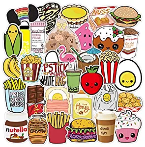 100 Pcs Cute Food Stickers Lovely Food Decals for Water Bottle Hydro Flask Laptop Luggage Car Bike Bicycle Vinyl Waterproof Stickers Pack