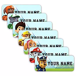 PAW Patrol Theme Original Personalized Peel and Stick Waterproof Custom Name Tag Labels for Adults, Kids, Toddlers, and Babies – Use for Office, School, or Daycare