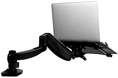 2 in 1 FLEXIMOUNTS L01 Laptop Desk Mount for 11-17.3 inch Laptop with Notebook Tray or 10-27 inch Computer Monitor with Swivel Gas Spring arm,with Clamp or Grommet Desktop Support