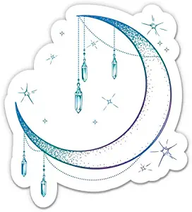 GT Graphics Express Beautiful Crescent Moon and Crystals - 5" Vinyl Sticker - for Car Laptop I-Pad - Waterproof Decal