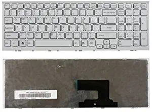 New White with Frame US Layout Laptop Keyboard Replacement for Sony VAIO PCG-61511L PCG-61611L VPC-EE Series VPC-EE21FX VPC-EE22FX VPC-EE23FX VPC-EE25FX VPC-EE26FX VPC-EE27FM