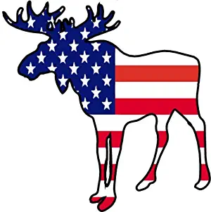 WickedGoodz American Flag Moose Vinyl Window Laptop Decal - Moose Bumper Sticker