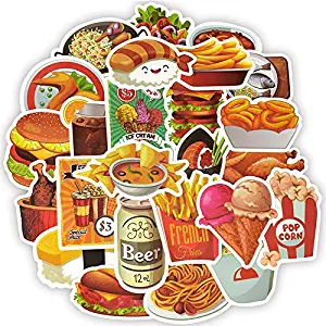 Girl Cute Lovely Food Laptop Stickers Water Bottle Skateboard Motorcycle Phone Bicycle Luggage Guitar Bike Hamburger Sticker Decal 50pcs Pack (Food)