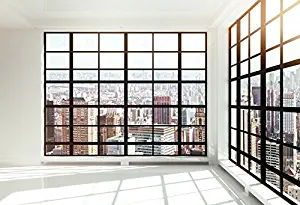 Yeele 10x8ft Skyscraper Window Backdrop Office Building French Window Transparent Glass Window City Landscape Photography Background Man Adult Portrait Photo Shooting Vinyl Wallpaper Studio Props