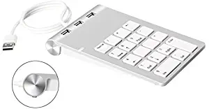 Cateck Aluminum Finish USB Numeric Keypad with USB Hub Combo for iMac, MacBooks, PCs and Laptops