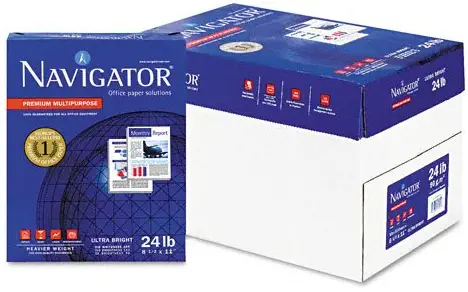 Navigator Premium Copy/Laser/Inkjet Paper, 99 Brightness, 24 lb, Letter Size (8.5 x 11), White, 5000 Sheets per Carton (NMP1124)