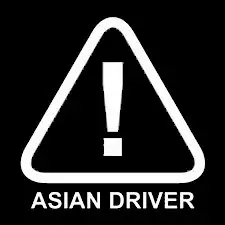 Asian Driver Funny Decal Vinyl Sticker|Cars Trucks Vans Walls Laptop| White |5.5 x 5.5 in|LLI007