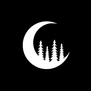 Forrest Moon Tree Forest NOK Decal Vinyl Sticker |Cars Trucks Vans Walls Laptop|White|5.5 x 5.5 in|NOK360