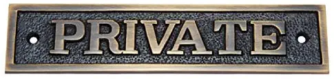 Adonai Hardware Rectangular Private Brass Door Sign - Antique Brass