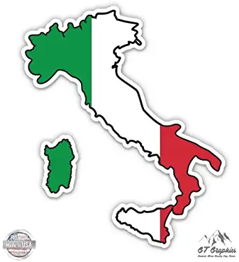 GT Graphics Italy Map Flag Country Shape - Vinyl Sticker Waterproof Decal