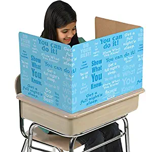 Really Good Stuff Privacy Shields for Student’s Desks – Desk Shield Keeps Their Eyes on Their Own Test/Assignments –Blue with Motivational Messages (Set of 12)