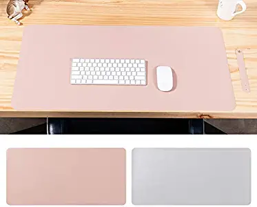 Two-Color Laptop Desk Mat, Waterproof Desk Mat Protector, Mac Book Air Laptop Mouse Pad, Non-Slip PUV, Office and Home (31.5x15.5 Inch) Pink and Grey