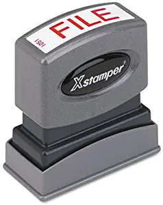 Xstamper One-Color Title Message Stamp, File, Pre-Inked/Re-Inkable, Red (1051)