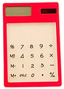 Tool Parts New 1pcs Handheld Transparent Scientific Calculator Cute Pocket Calculator Solar Calculators for School Meeting - (Color: Red)