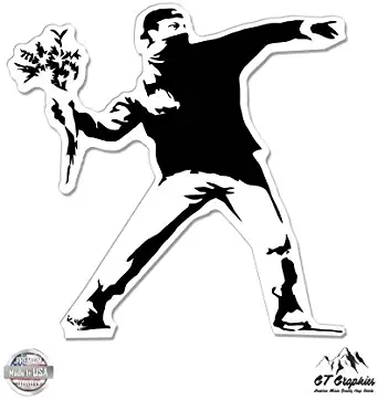 GT Graphics Banksy Flower Thrower - Vinyl Sticker Waterproof Decal