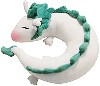 Dragon Neck Pillow Anime Cute U-Shaped Pillow - Soft Small White Dragon Cartoon Anime Neck Pillow Plush Toy Haku Dragon Stuffed Doll Perfect Chrismas Birthday Gift Home Decoration